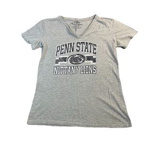 Three Square Penn State Nittany Lions V Neck Gray T Shirt Womens Size XL